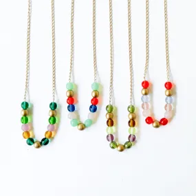 Adjustable Colorful Bead Necklace With Gold Chain