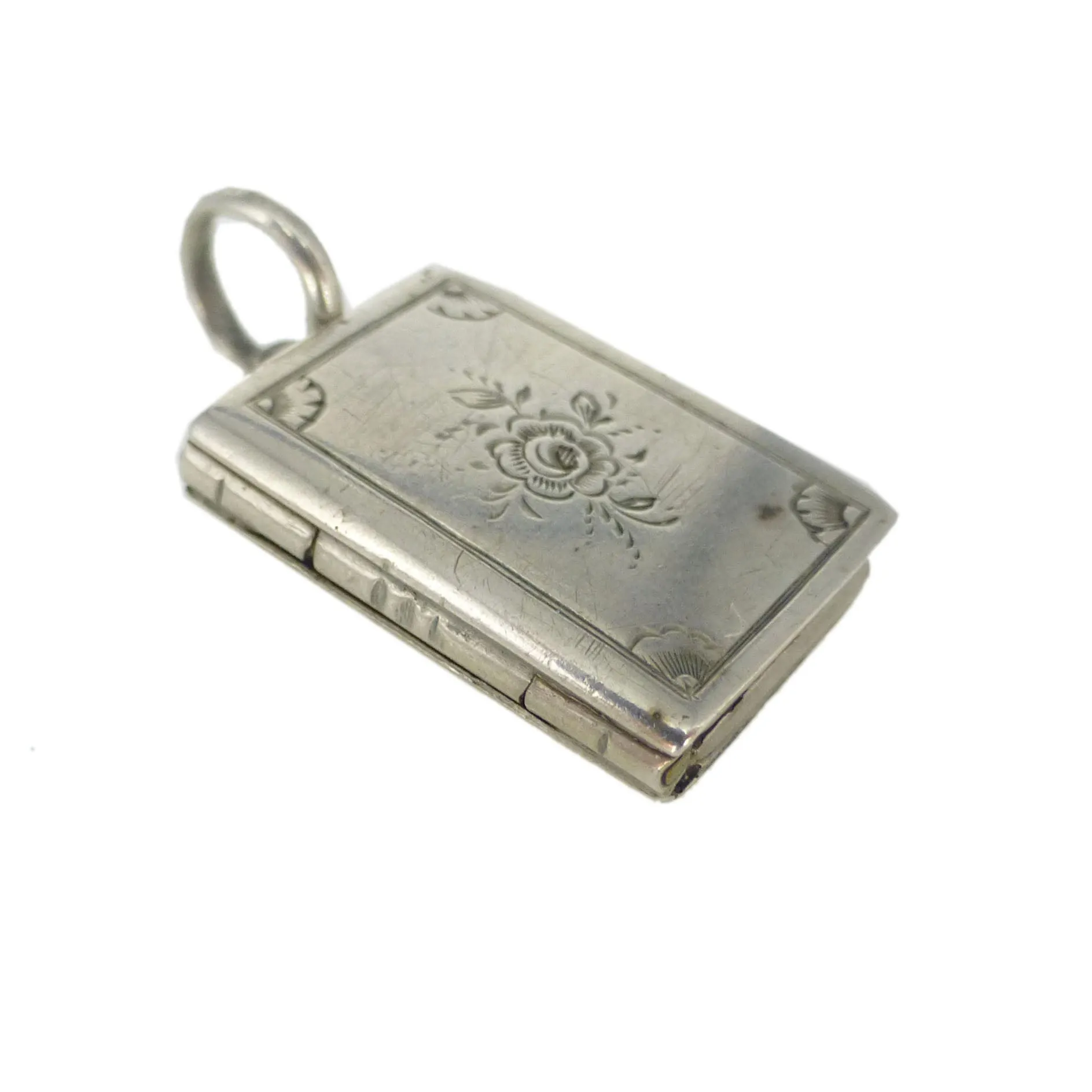 Antique silver Miniature Book Locket Charm