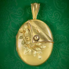 Antique Victorian 15ct Gold Floral Locket Circa 1880