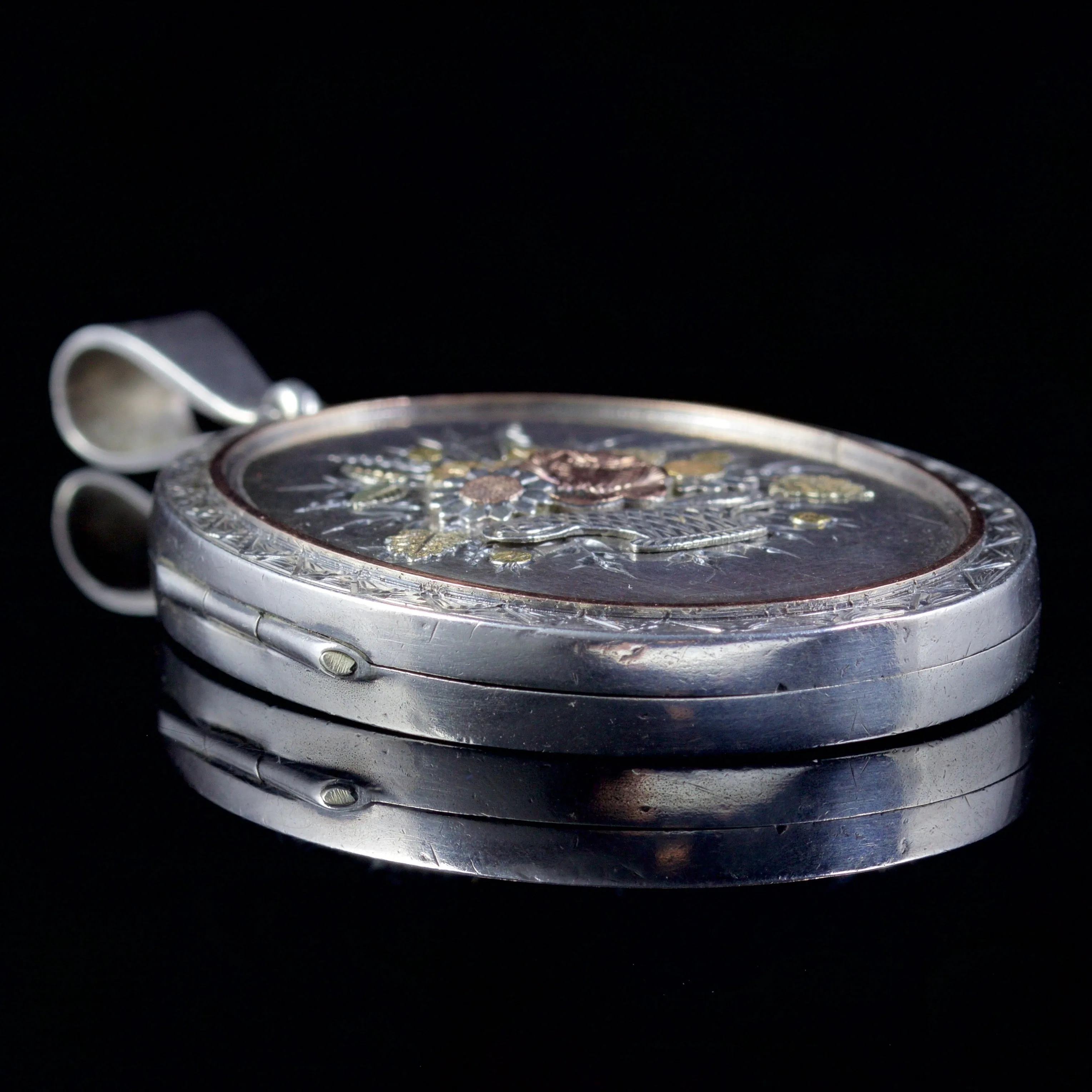 Antique Victorian Bouquet Locket Silver 18Ct Circa 1900