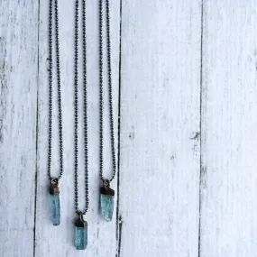 Aquamarine Crystal Necklace Long