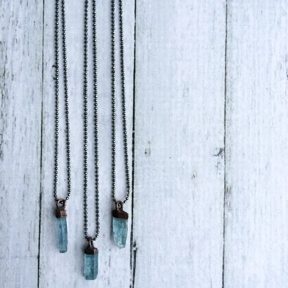 Aquamarine Crystal Necklace Long