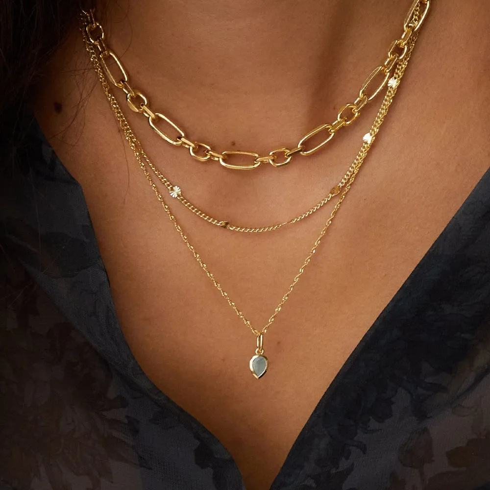 Aquamarine March Birthstone Charm Pendant 18ct Gold Plate