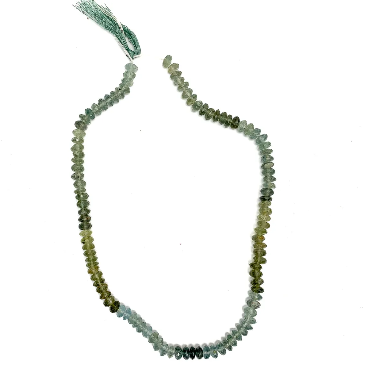 Aquamarine (Moss) Faceted Rondelles 7mm Strand