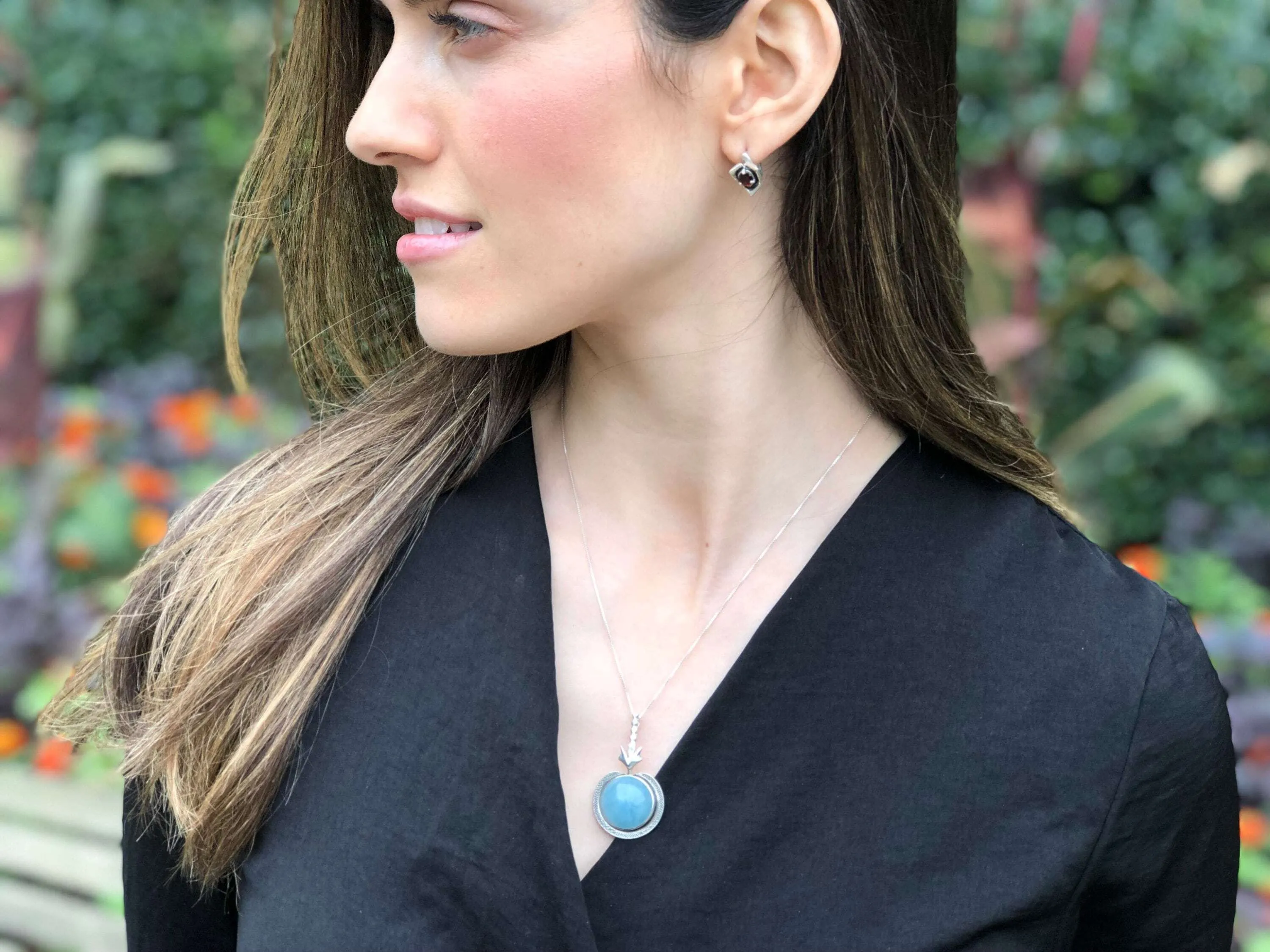 Aquamarine Necklace -  Genuine Aquamarine Necklace - Vintage Aqua Pendant