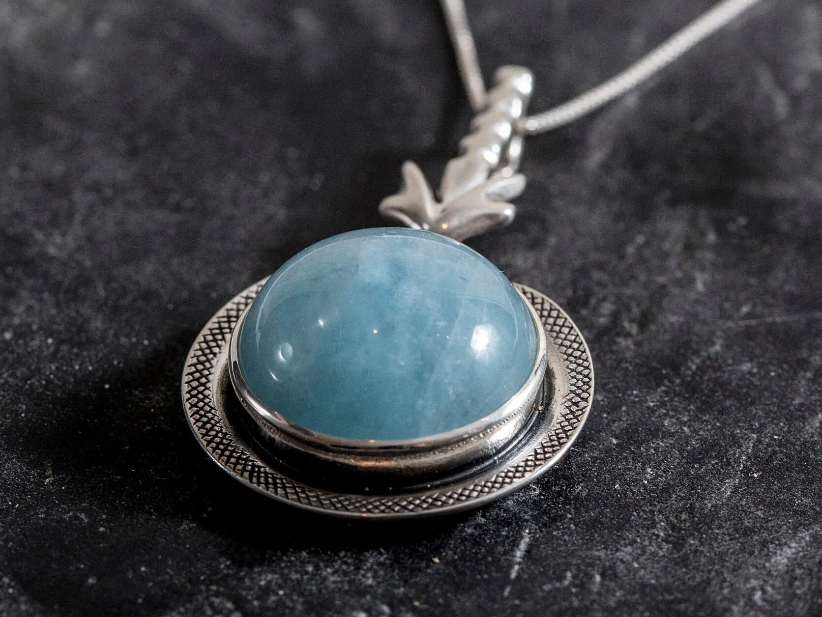Aquamarine Necklace -  Genuine Aquamarine Necklace - Vintage Aqua Pendant
