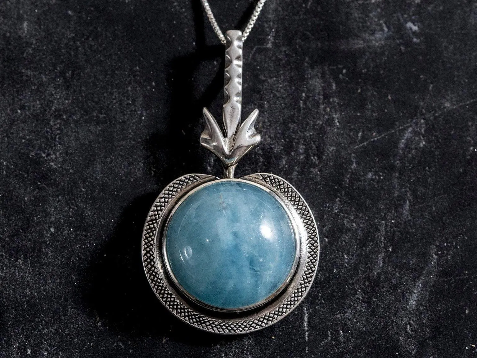 Aquamarine Necklace -  Genuine Aquamarine Necklace - Vintage Aqua Pendant