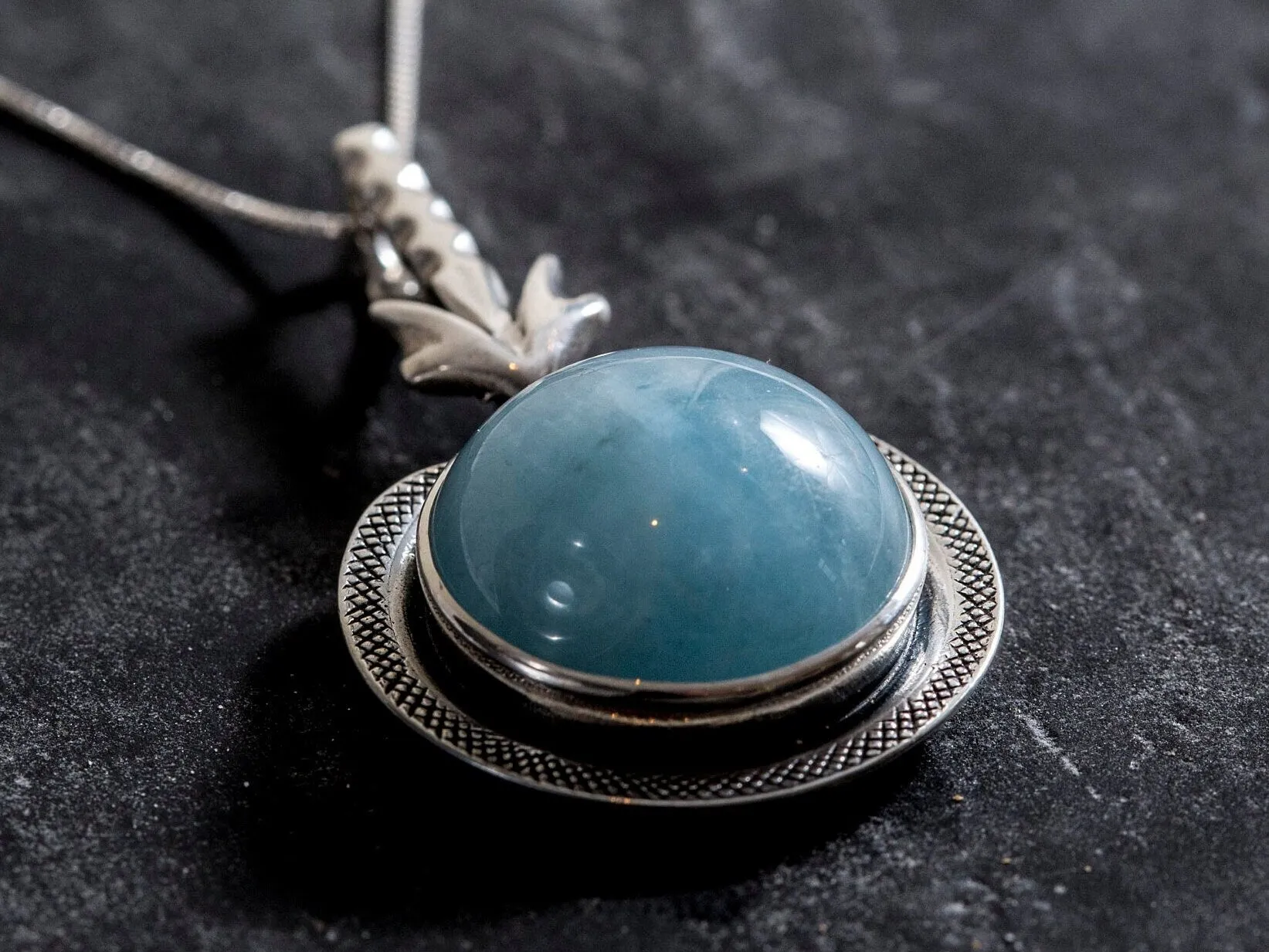 Aquamarine Necklace -  Genuine Aquamarine Necklace - Vintage Aqua Pendant