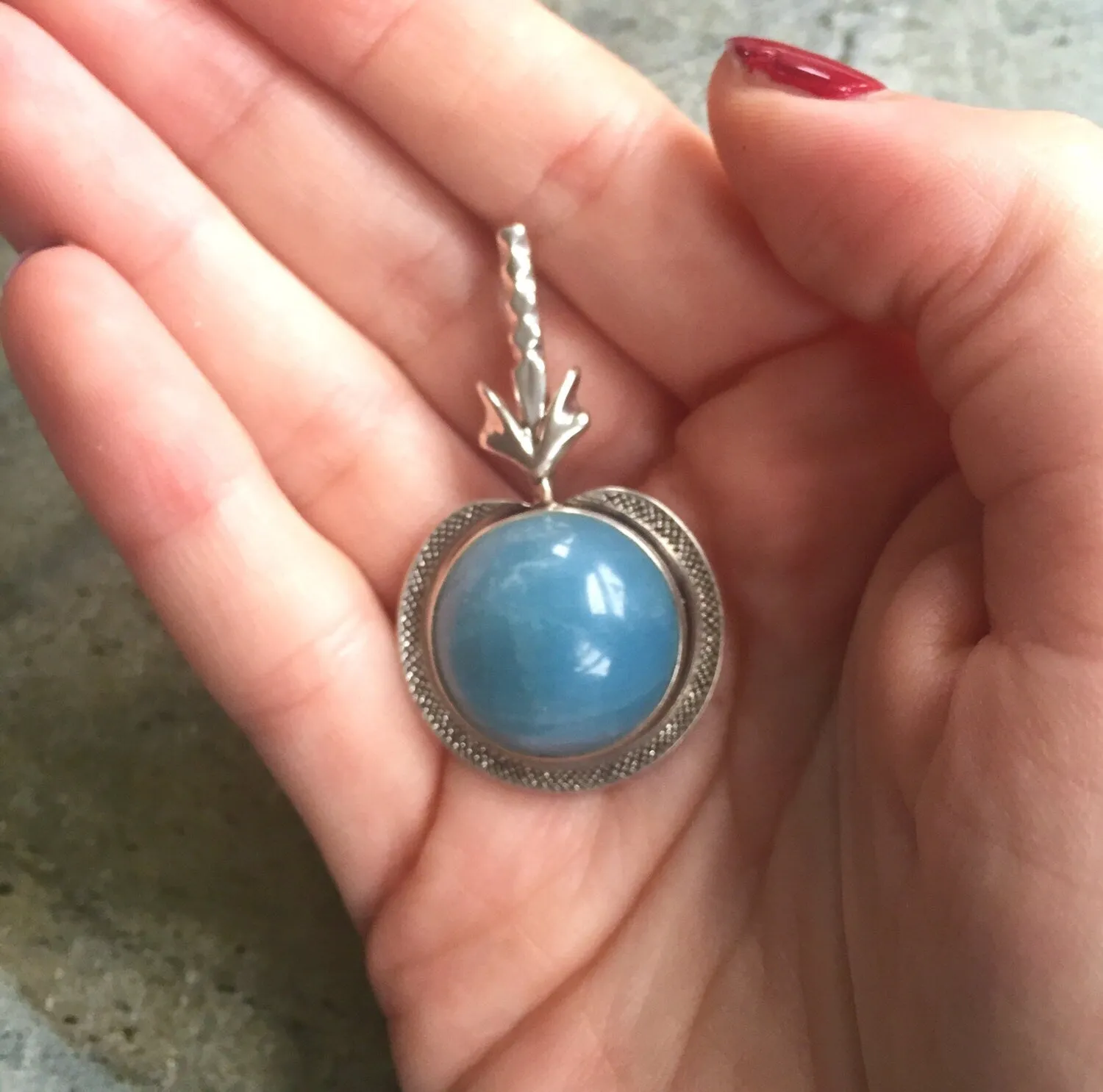 Aquamarine Necklace -  Genuine Aquamarine Necklace - Vintage Aqua Pendant