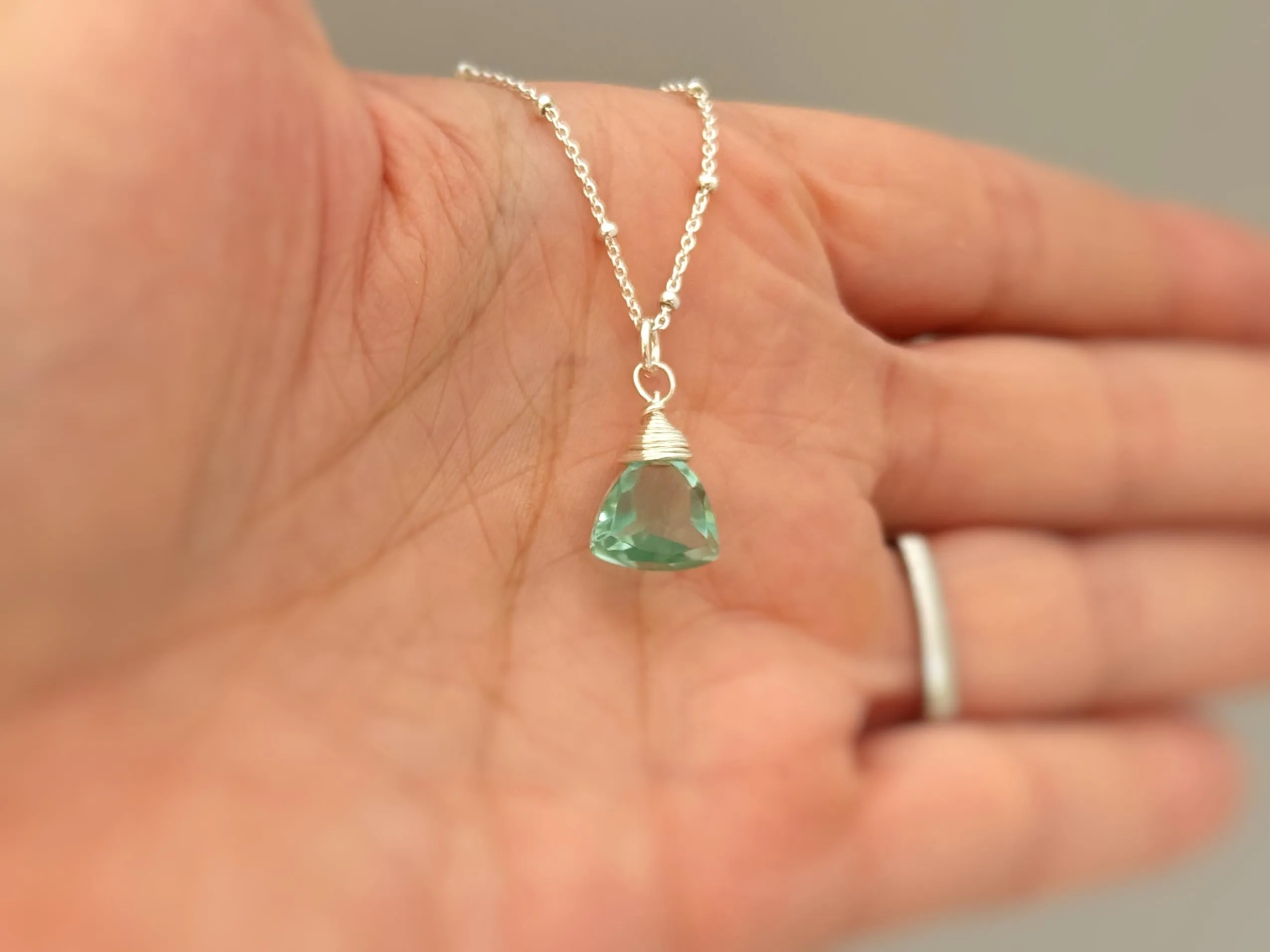 Aquamarine Necklace Silver, Gold