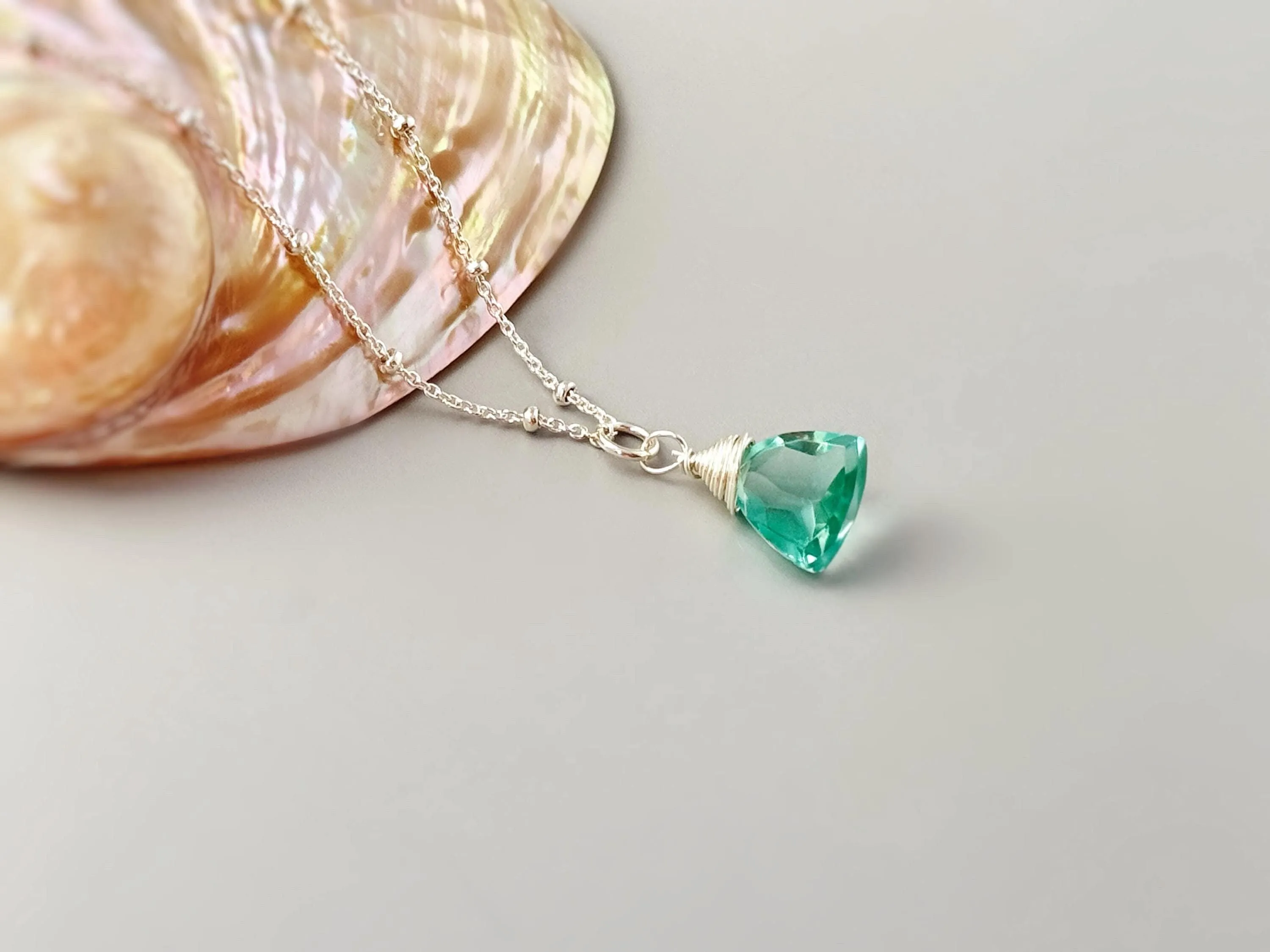 Aquamarine Necklace Silver, Gold