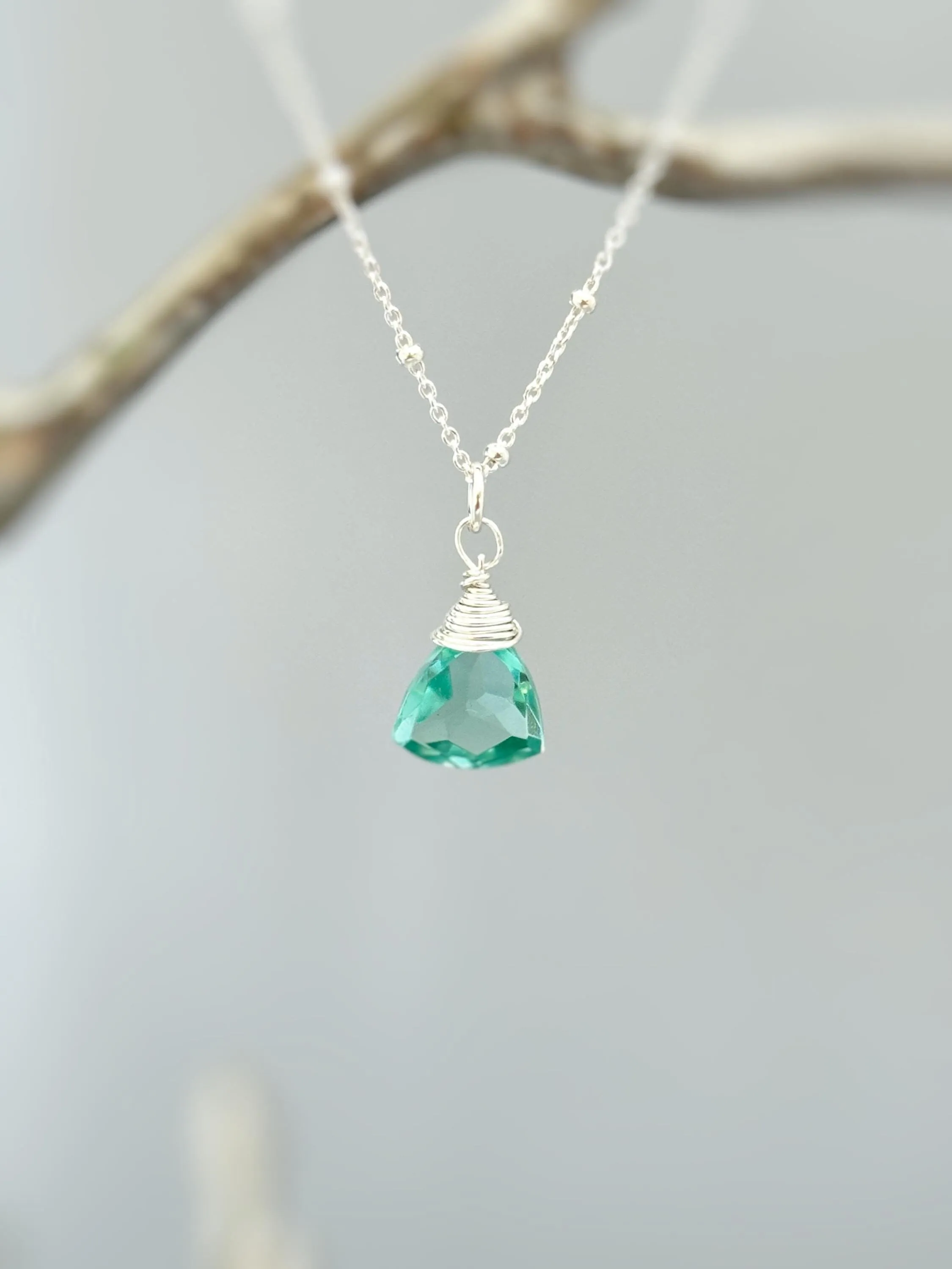 Aquamarine Necklace Silver, Gold