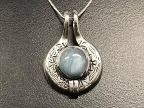 Aquamarine Pendant - Natural Aquamarine - Blue Tribal Pendant