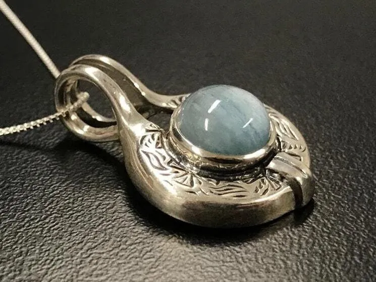 Aquamarine Pendant - Natural Aquamarine - Blue Tribal Pendant