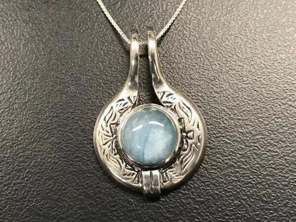 Aquamarine Pendant - Natural Aquamarine - Blue Tribal Pendant