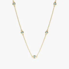 Aquamarine Station Necklace, Gwen