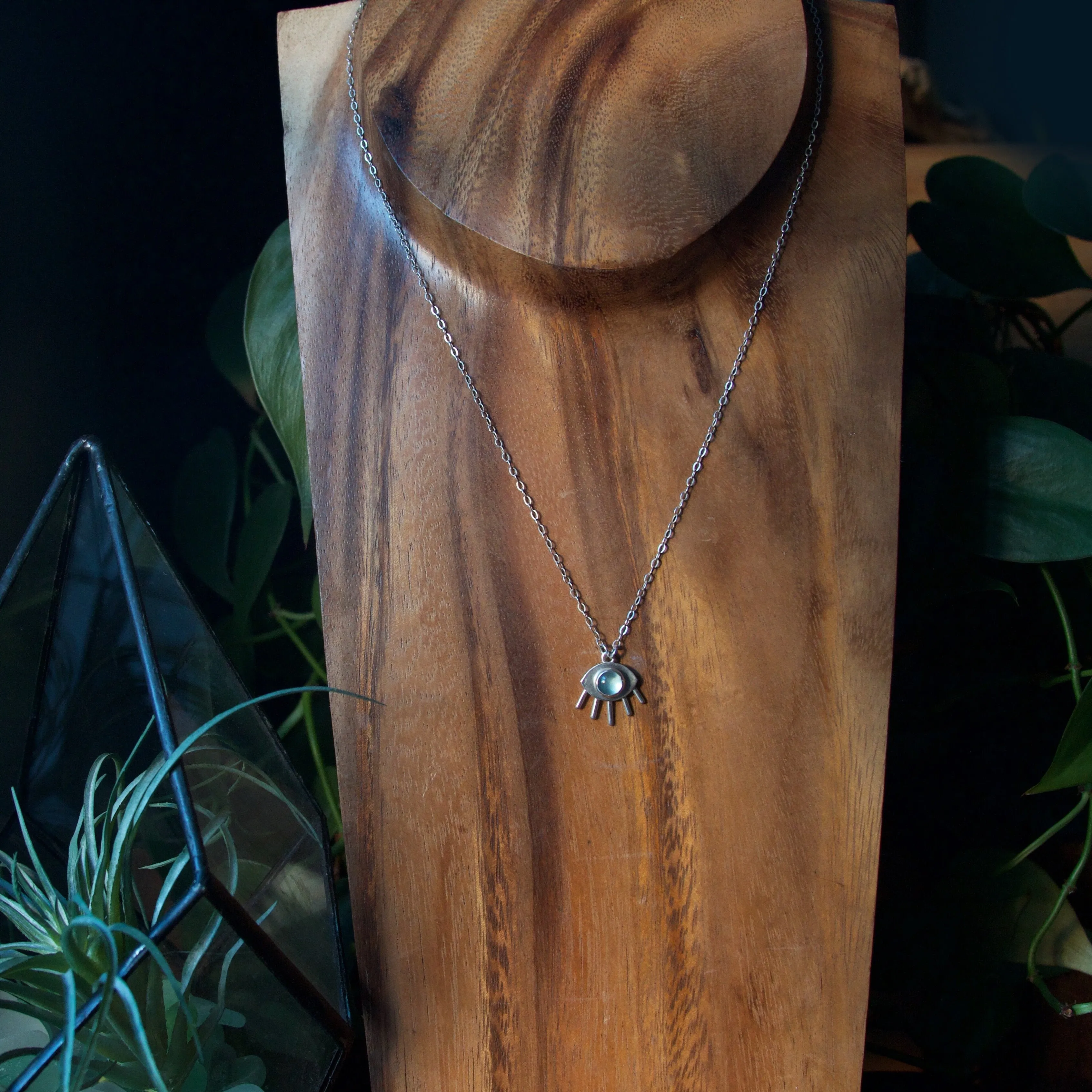 Aquamarine Third Eye Sterling Silver Necklace