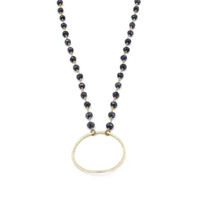 Ashley Gold Sterling Silver Gold Plated Blue Mystical Beaded Circle Necklace