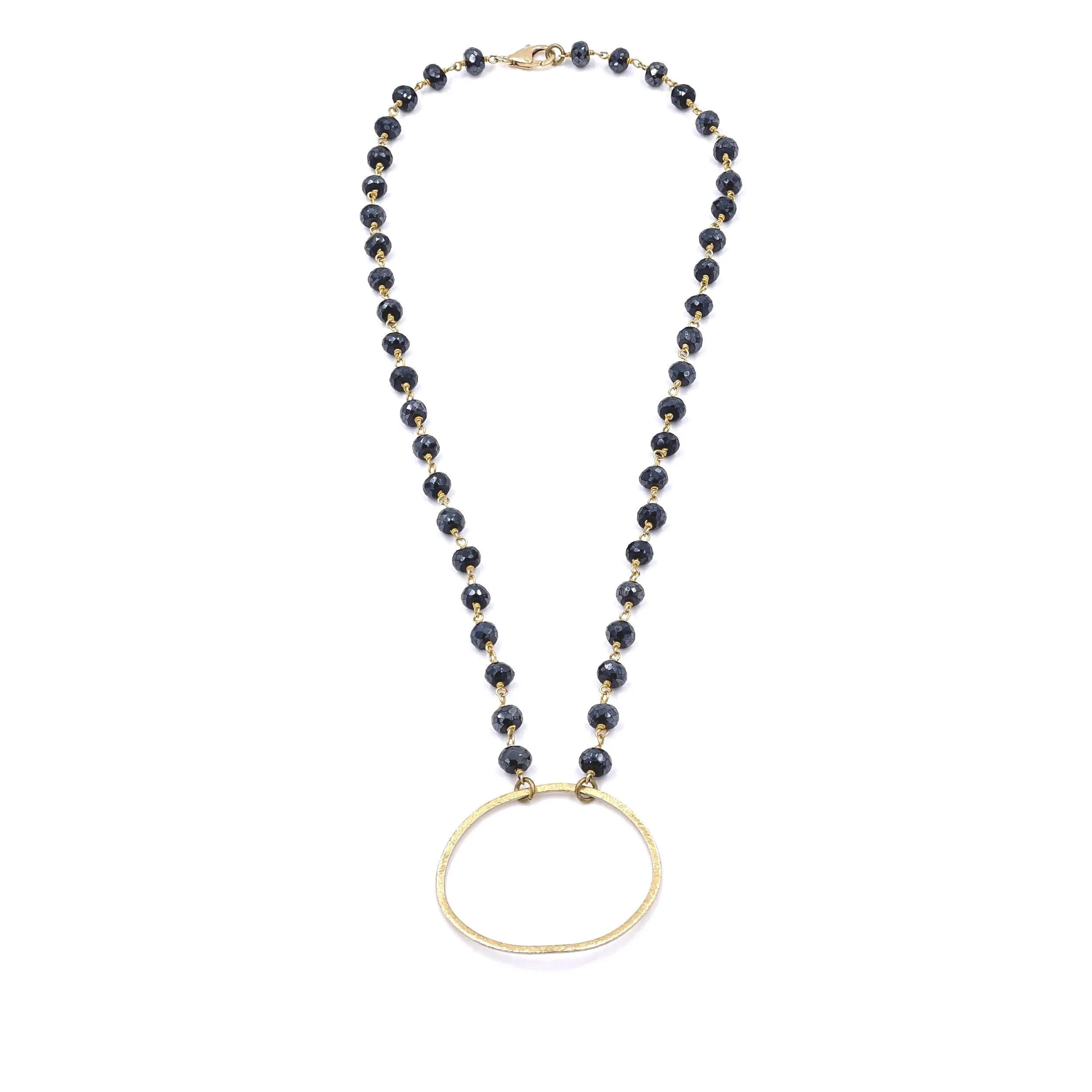 Ashley Gold Sterling Silver Gold Plated Blue Mystical Beaded Circle Necklace