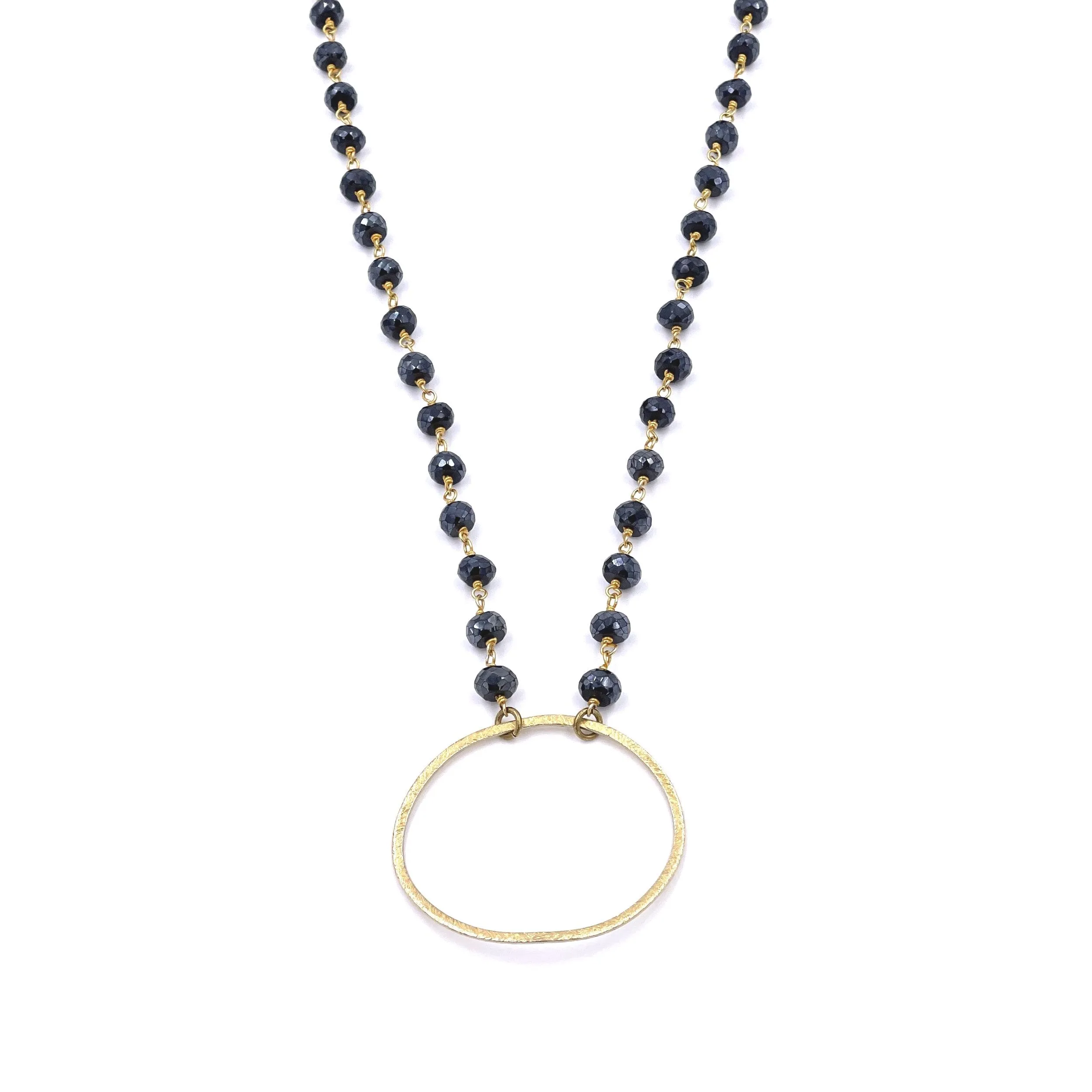 Ashley Gold Sterling Silver Gold Plated Blue Mystical Beaded Circle Necklace