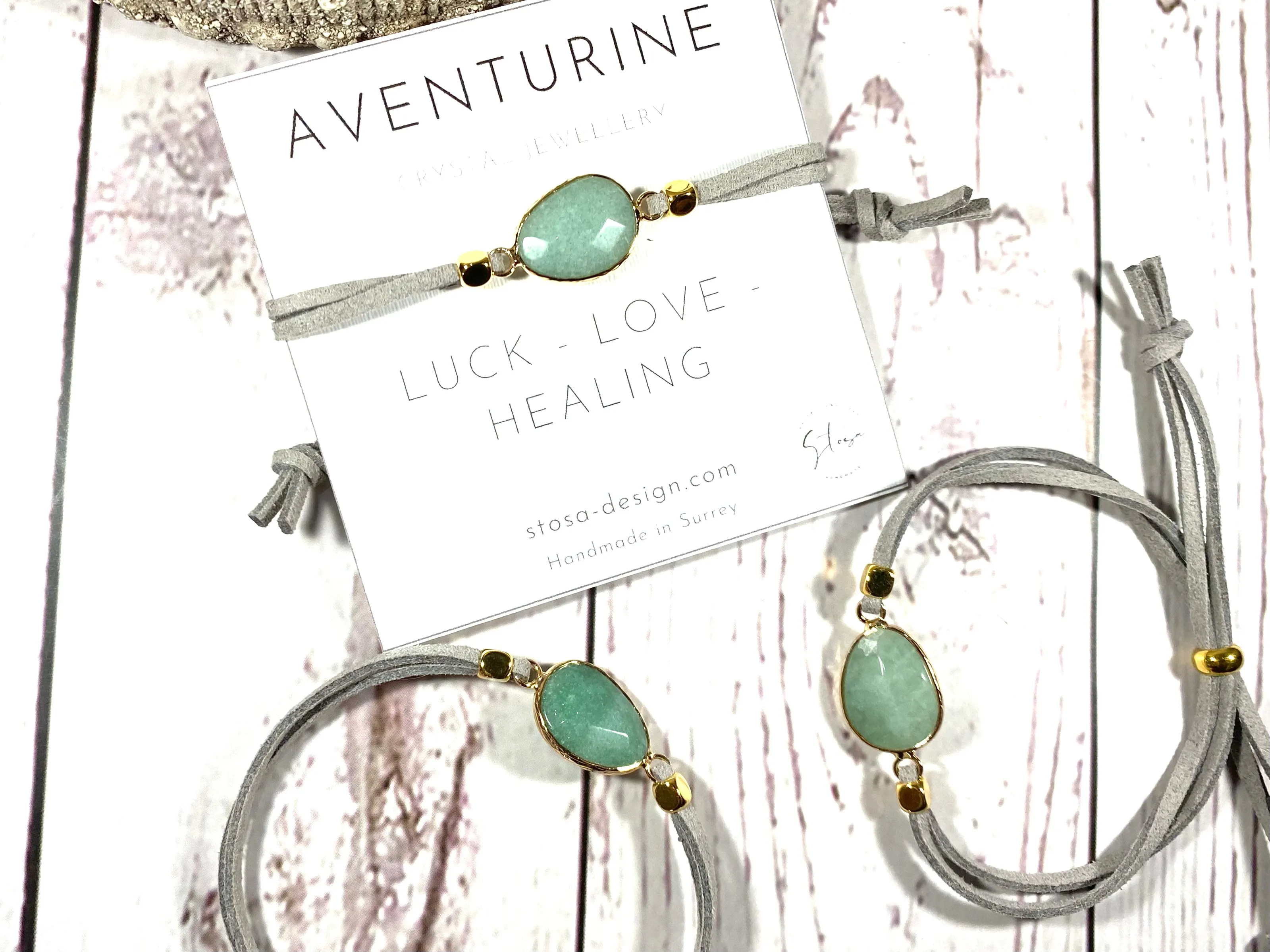 Aventurine Suede Crystal Diffuser Bracelet