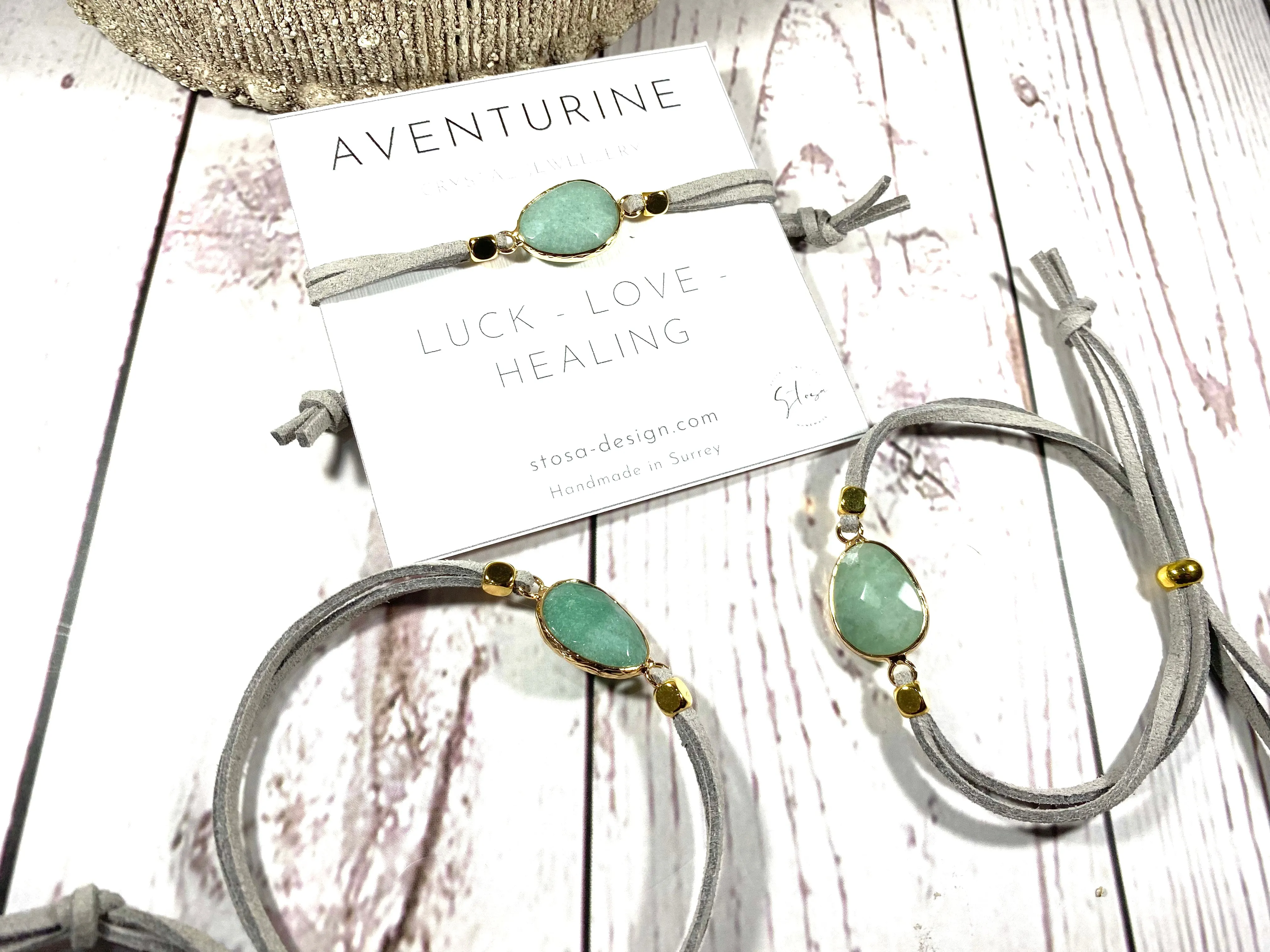 Aventurine Suede Crystal Diffuser Bracelet