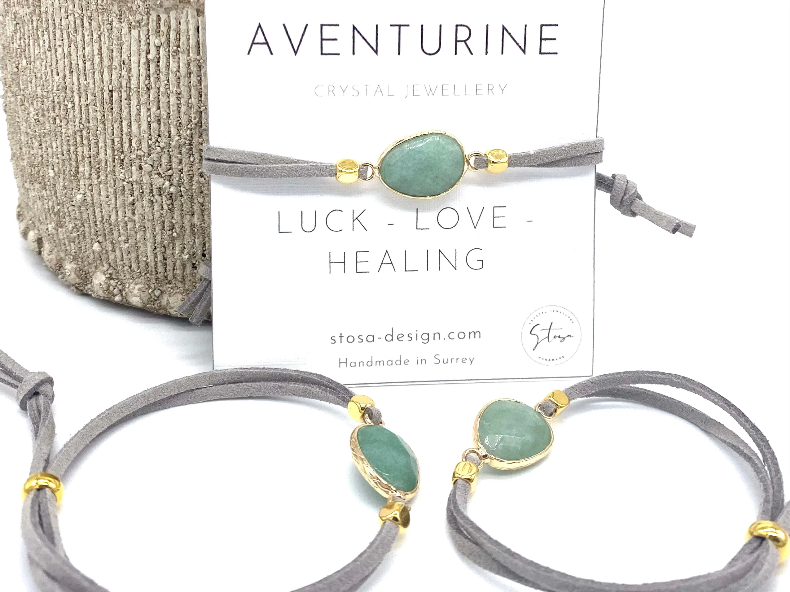 Aventurine Suede Crystal Diffuser Bracelet