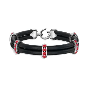 B452 Silver with Ruby Columns on Black Rubber