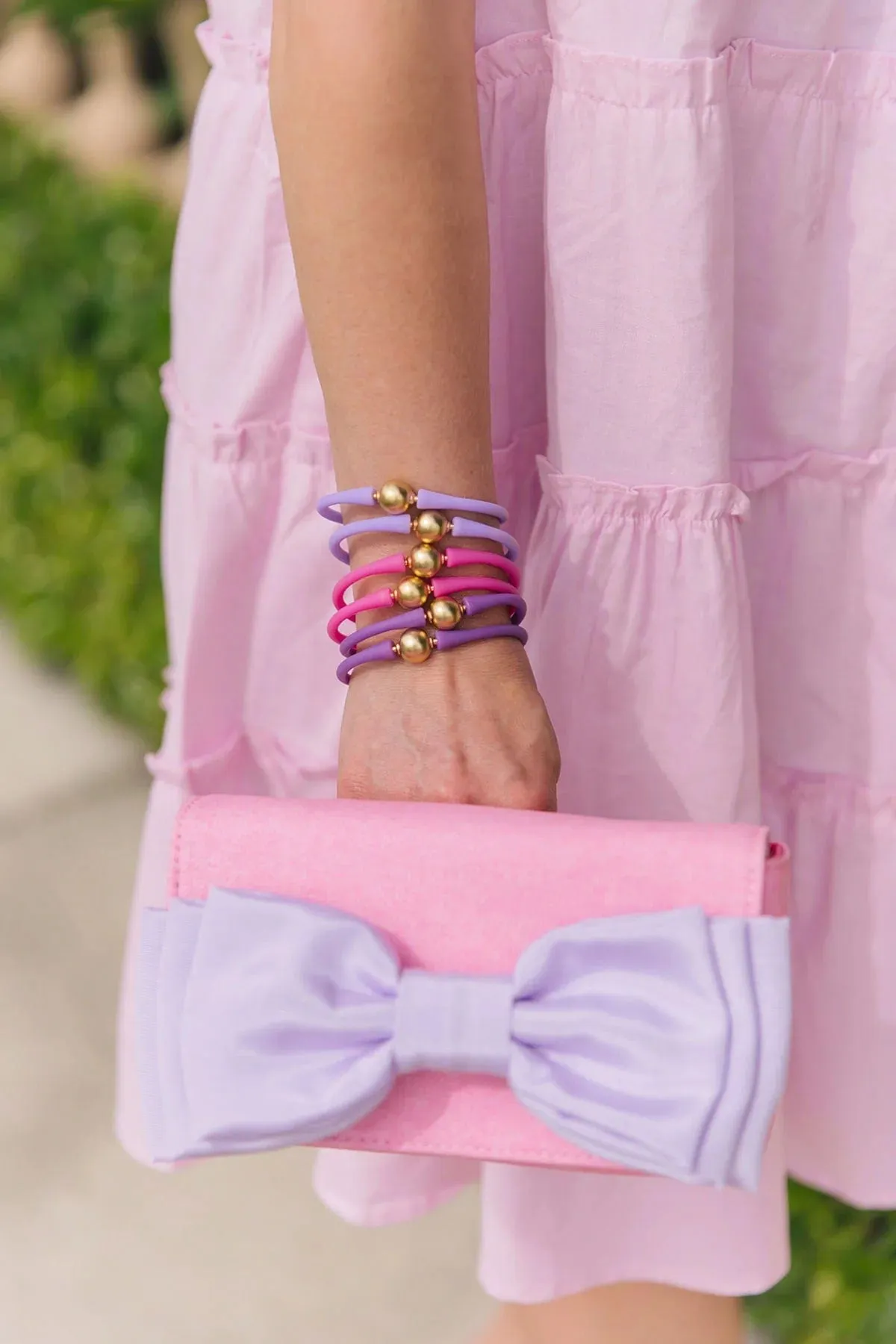 Bali 24K Gold Plated Bali Bead Silicone Bracelet - Lavender