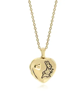 Beatrix Potter Gold Plated Sterling Silver Peter Rabbit Heart Locket Necklace