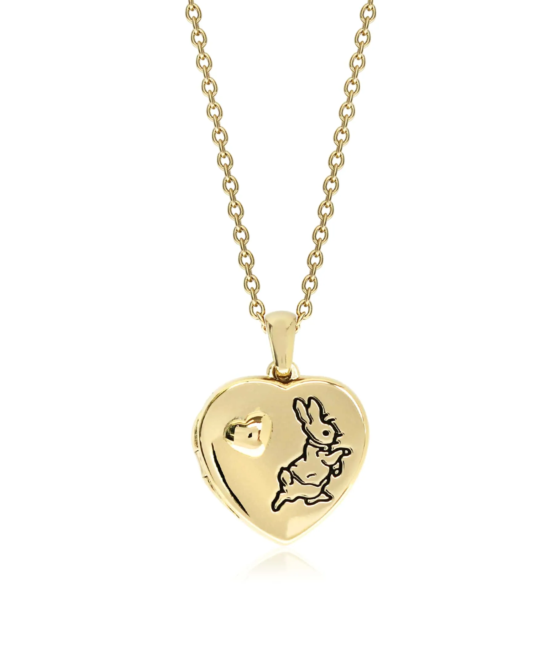 Beatrix Potter Gold Plated Sterling Silver Peter Rabbit Heart Locket Necklace