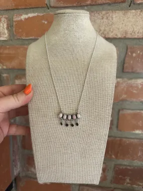 Beautiful Handmade Sterling Silver & Pink Conch 5 Stone Necklace