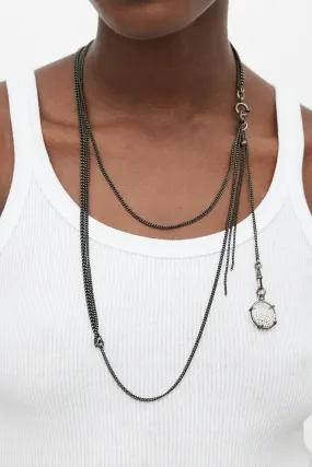 Black Chain & Pearl Bead Layered Necklace