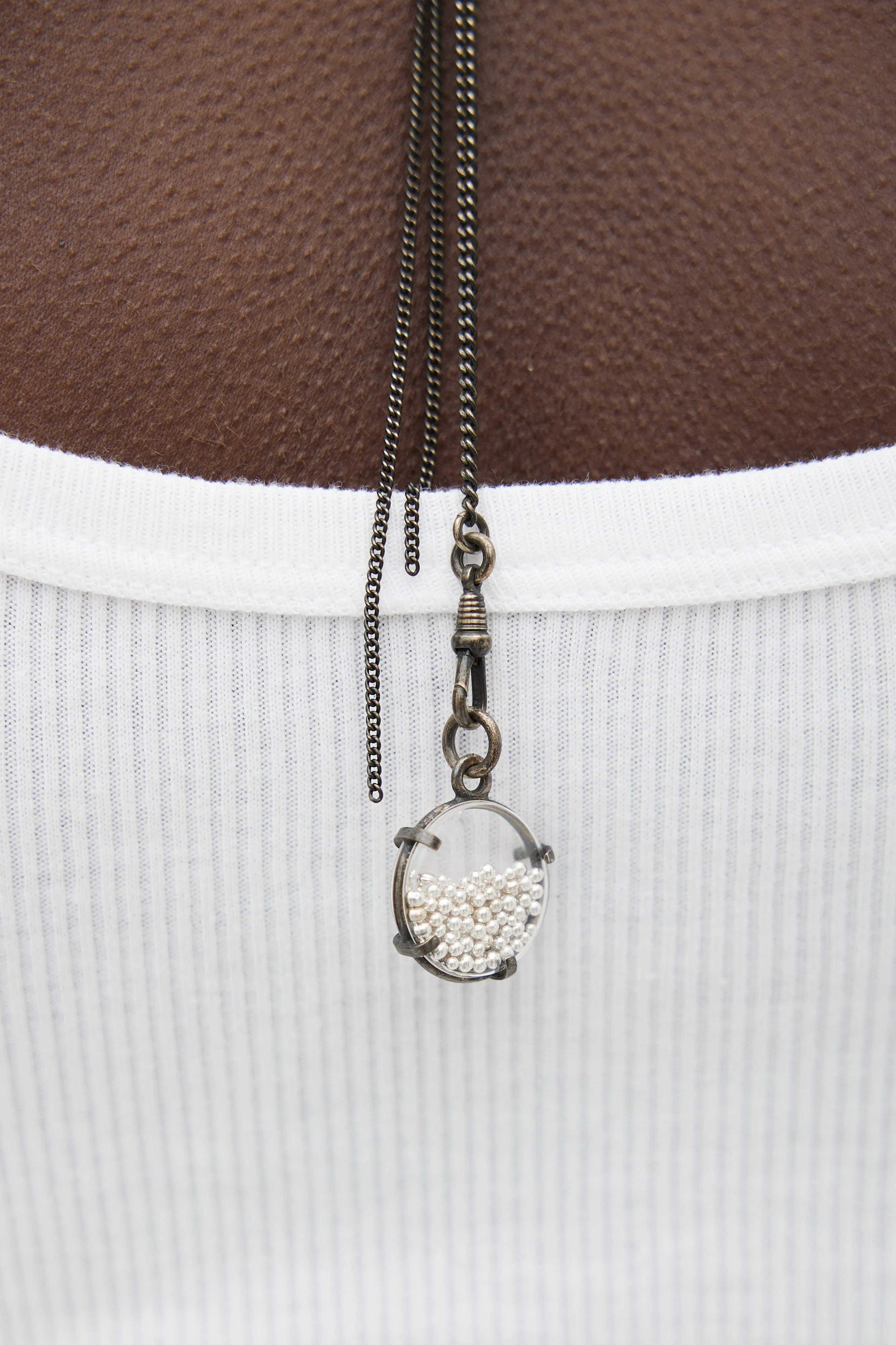 Black Chain & Pearl Bead Layered Necklace