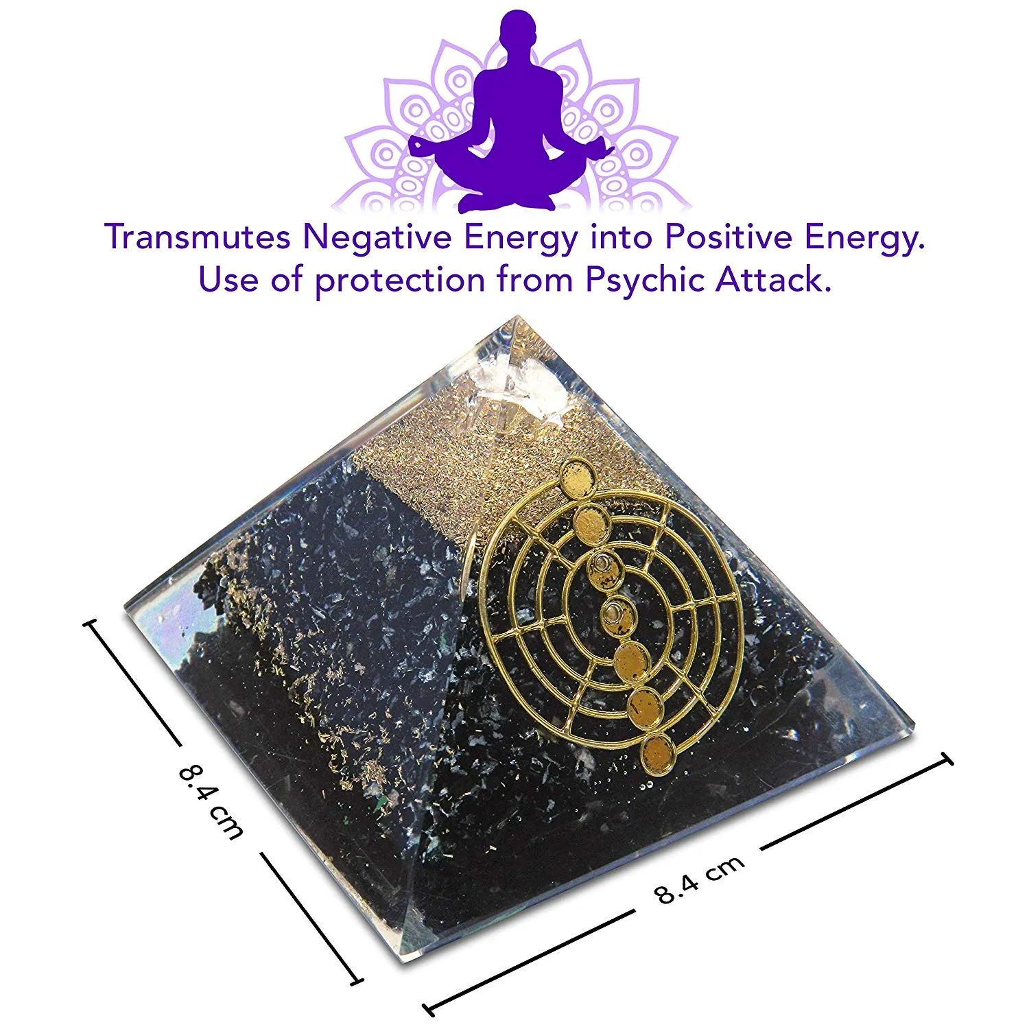 Black Tourmaline Clear Quartz Orgone Pyramid Chakra Balancing Reiki