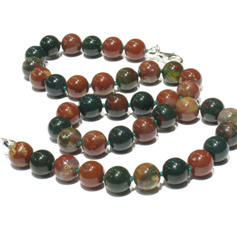 Bloodstone Necklace with Gold Filled or Sterling Silver Trigger Clasp