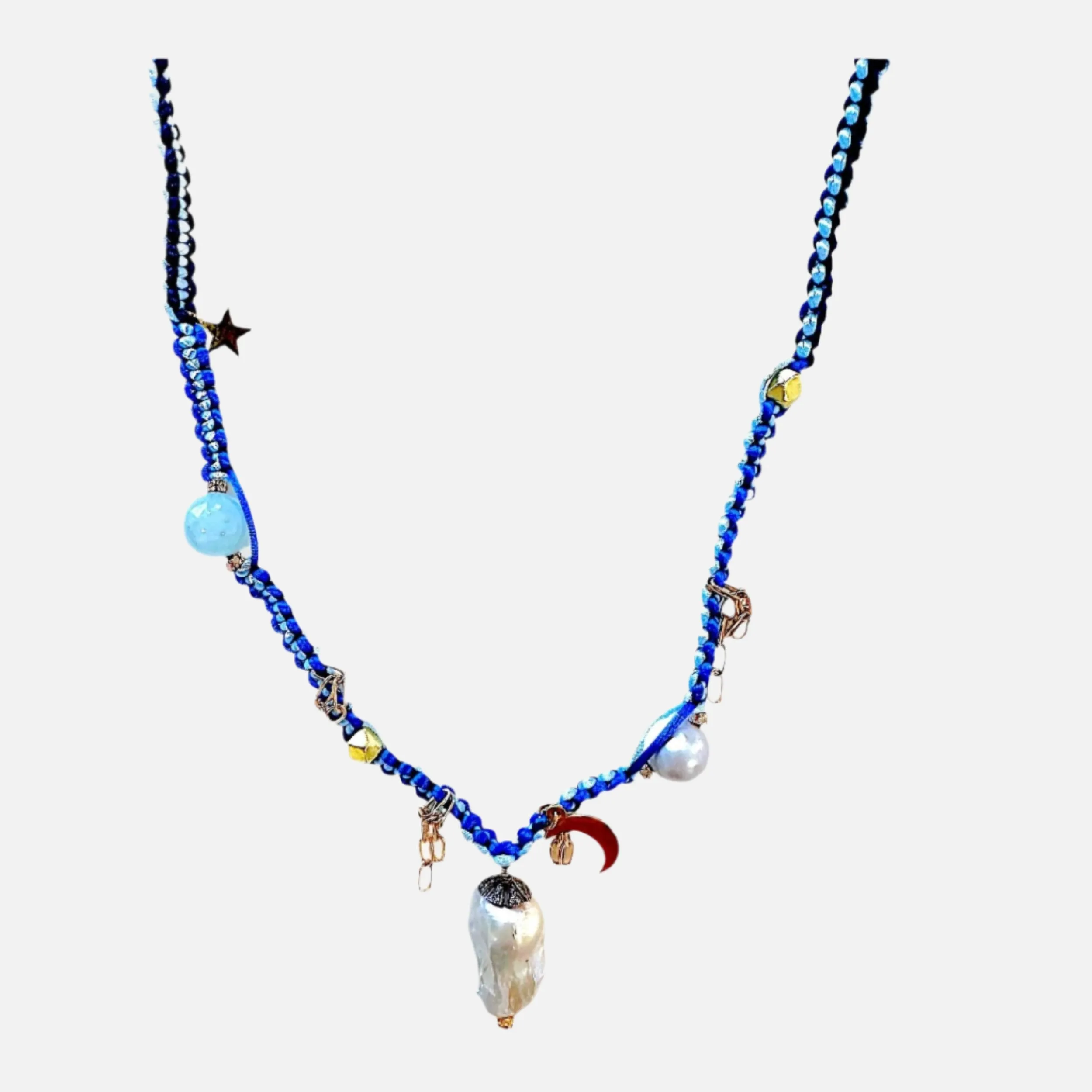 Blue Sky Diamond Silk Rockstar Necklace