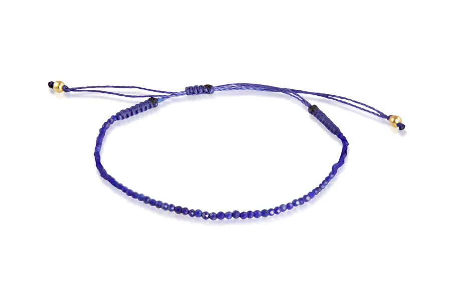 Bracelet - Beaded Macrame String Lapis Lazuli
