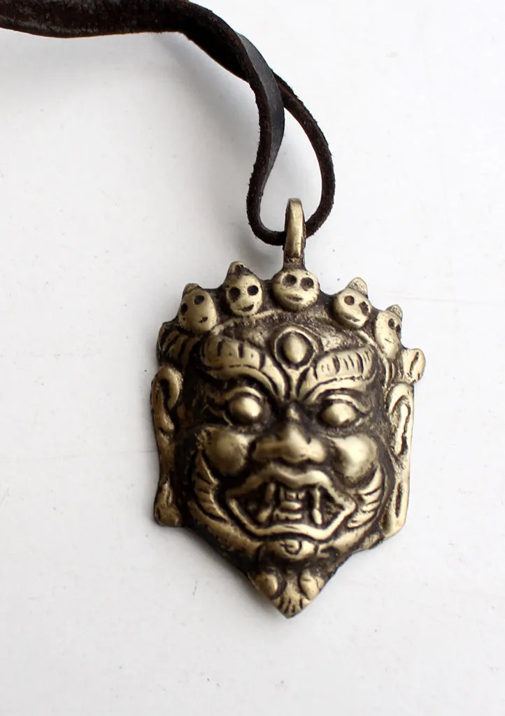 Brass Handcarved Mahakala Mini Pendant