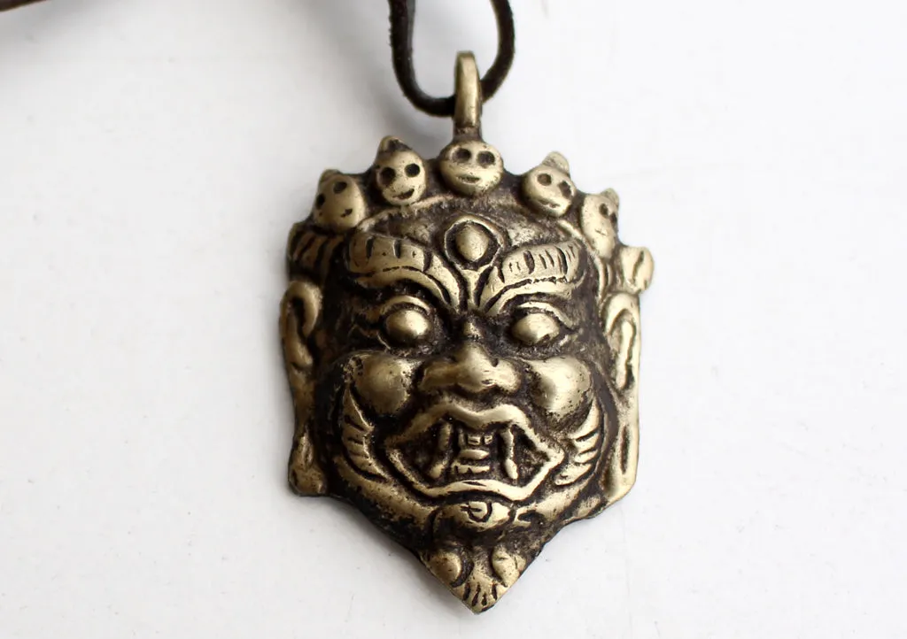 Brass Handcarved Mahakala Mini Pendant