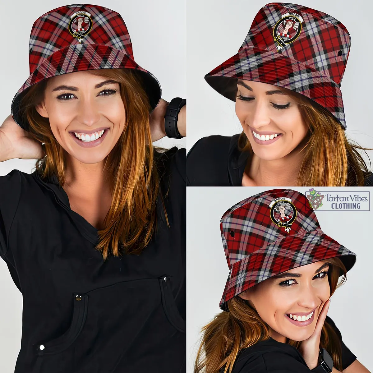 Brodie Dress Tartan Bucket Hat with Family Crest