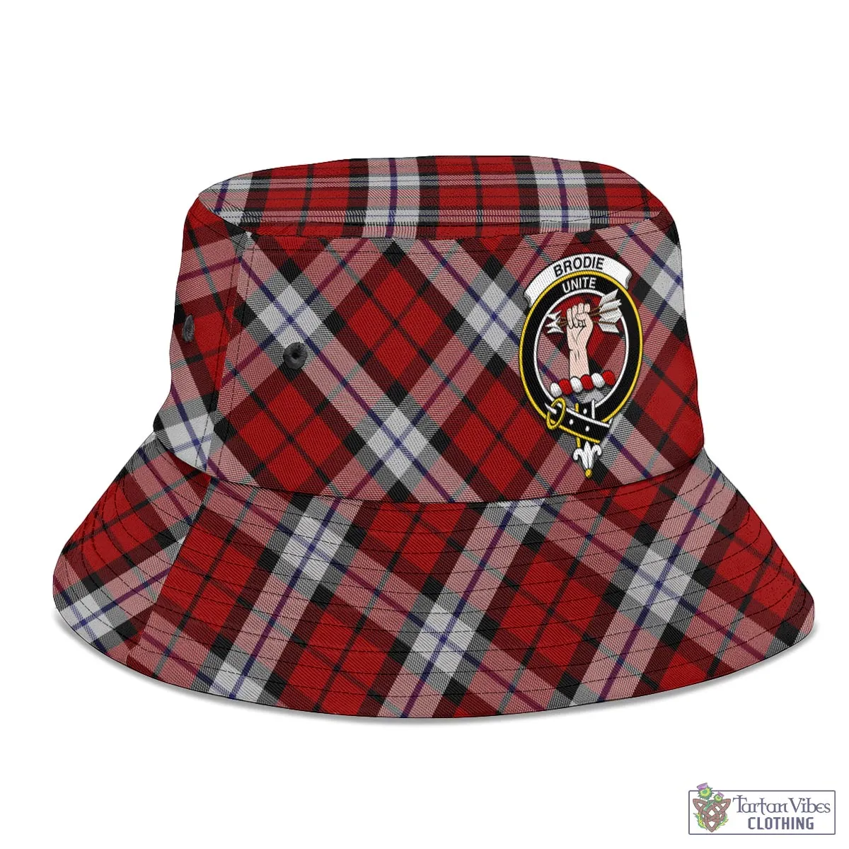 Brodie Dress Tartan Bucket Hat with Family Crest