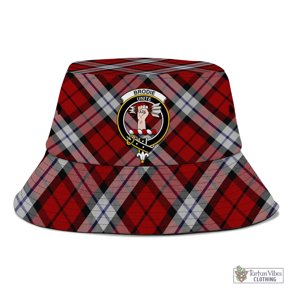 Brodie Dress Tartan Bucket Hat with Family Crest
