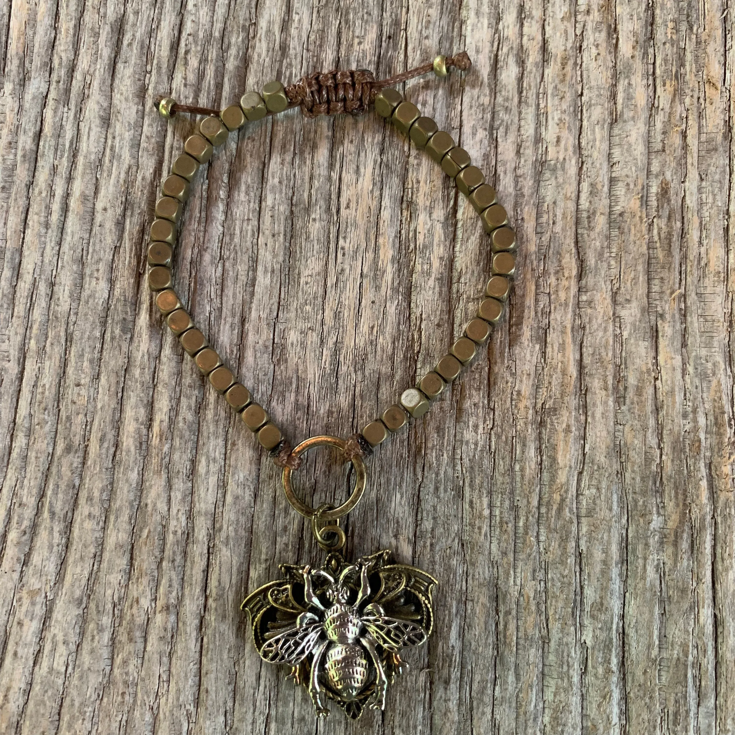 “Busy Bee” Metal Beaded Adjustable Bracelet