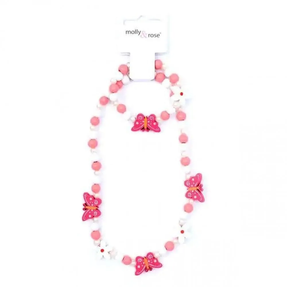 Butterfly Bead Necklace and Bracelet