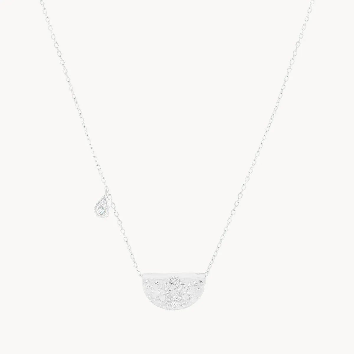 By Charlotte Lotus Birthstone Necklace March Aquamarine