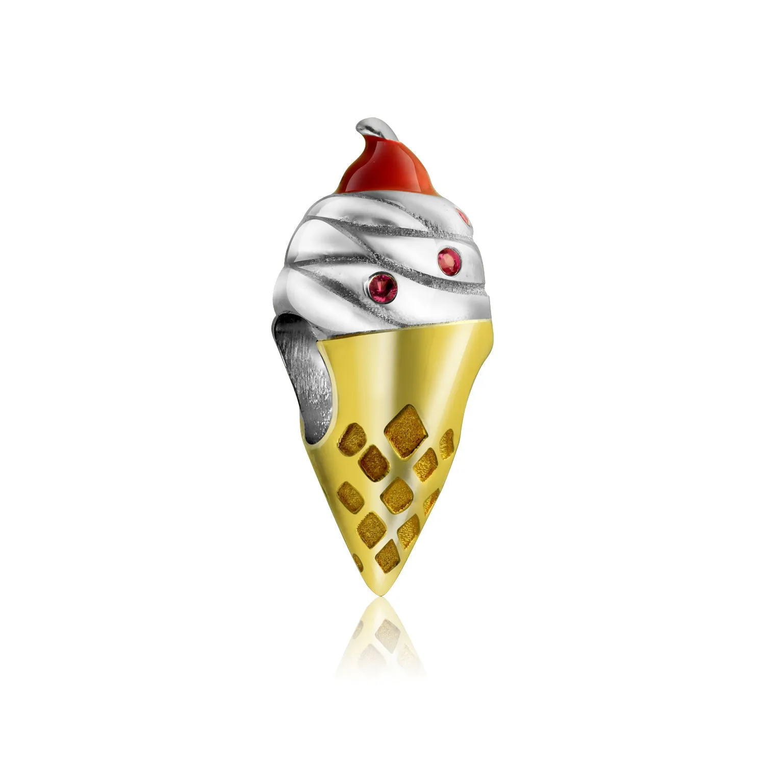 Celebration Book Words Happy Birthday Cake Cone Charm Bead .925 Silver