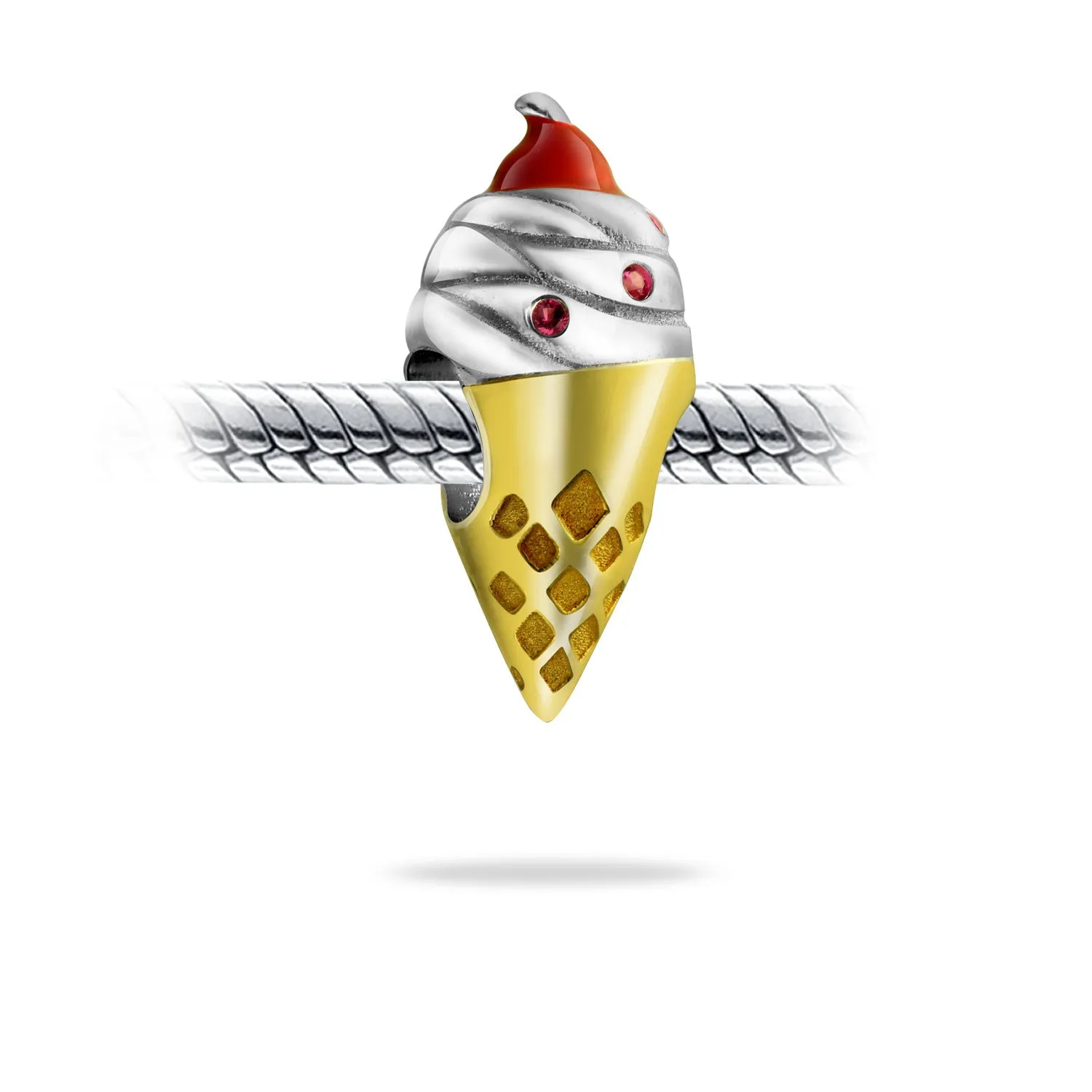 Celebration Book Words Happy Birthday Cake Cone Charm Bead .925 Silver