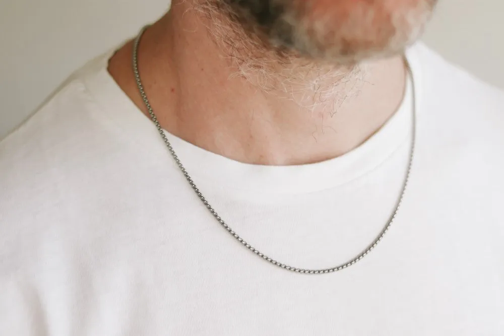 Chain necklace for men, men's necklace, silver waterproof Rolo cable chain, stainless steel chain necklace, gift for him, yoga, minimalist