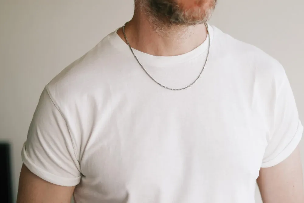 Chain necklace for men, men's necklace, silver waterproof Rolo cable chain, stainless steel chain necklace, gift for him, yoga, minimalist